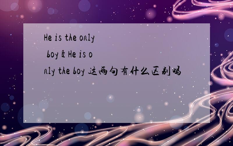 He is the only boy & He is only the boy 这两句有什么区别吗