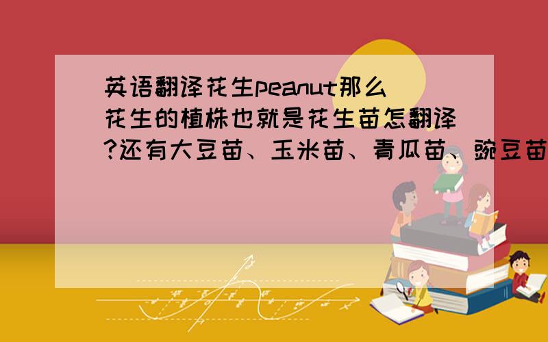 英语翻译花生peanut那么花生的植株也就是花生苗怎翻译?还有大豆苗、玉米苗、青瓜苗、豌豆苗呢?