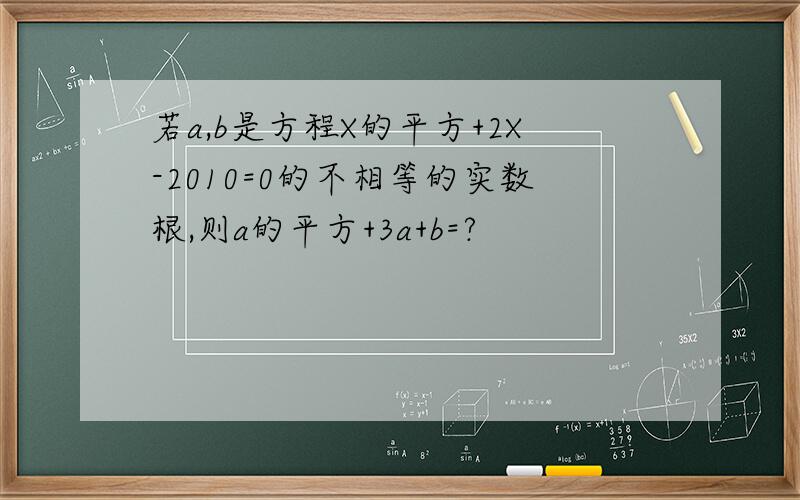若a,b是方程X的平方+2X-2010=0的不相等的实数根,则a的平方+3a+b=?