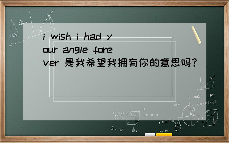 i wish i had your angle forever 是我希望我拥有你的意思吗?