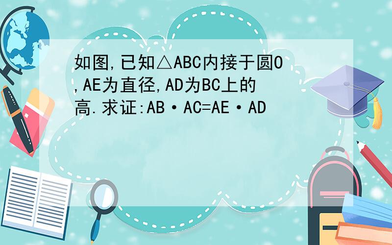 如图,已知△ABC内接于圆O,AE为直径,AD为BC上的高.求证:AB·AC=AE·AD