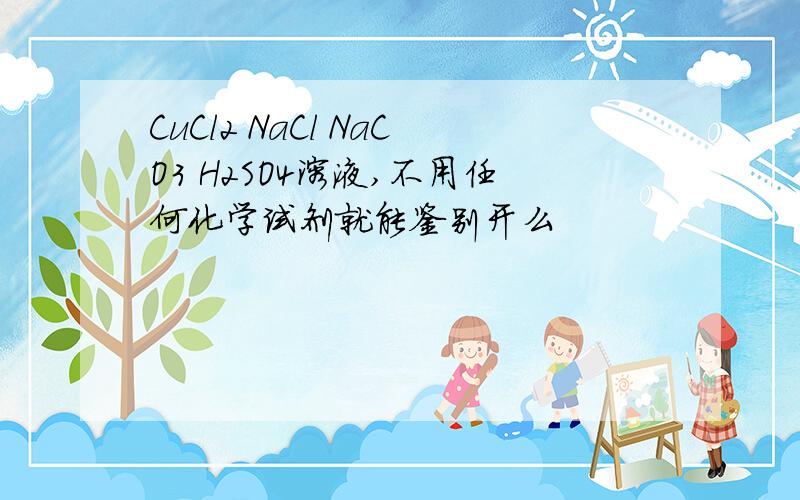 CuCl2 NaCl NaCO3 H2SO4溶液,不用任何化学试剂就能鉴别开么